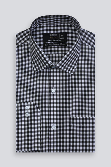 Black Gingham Check Formal Shirt
