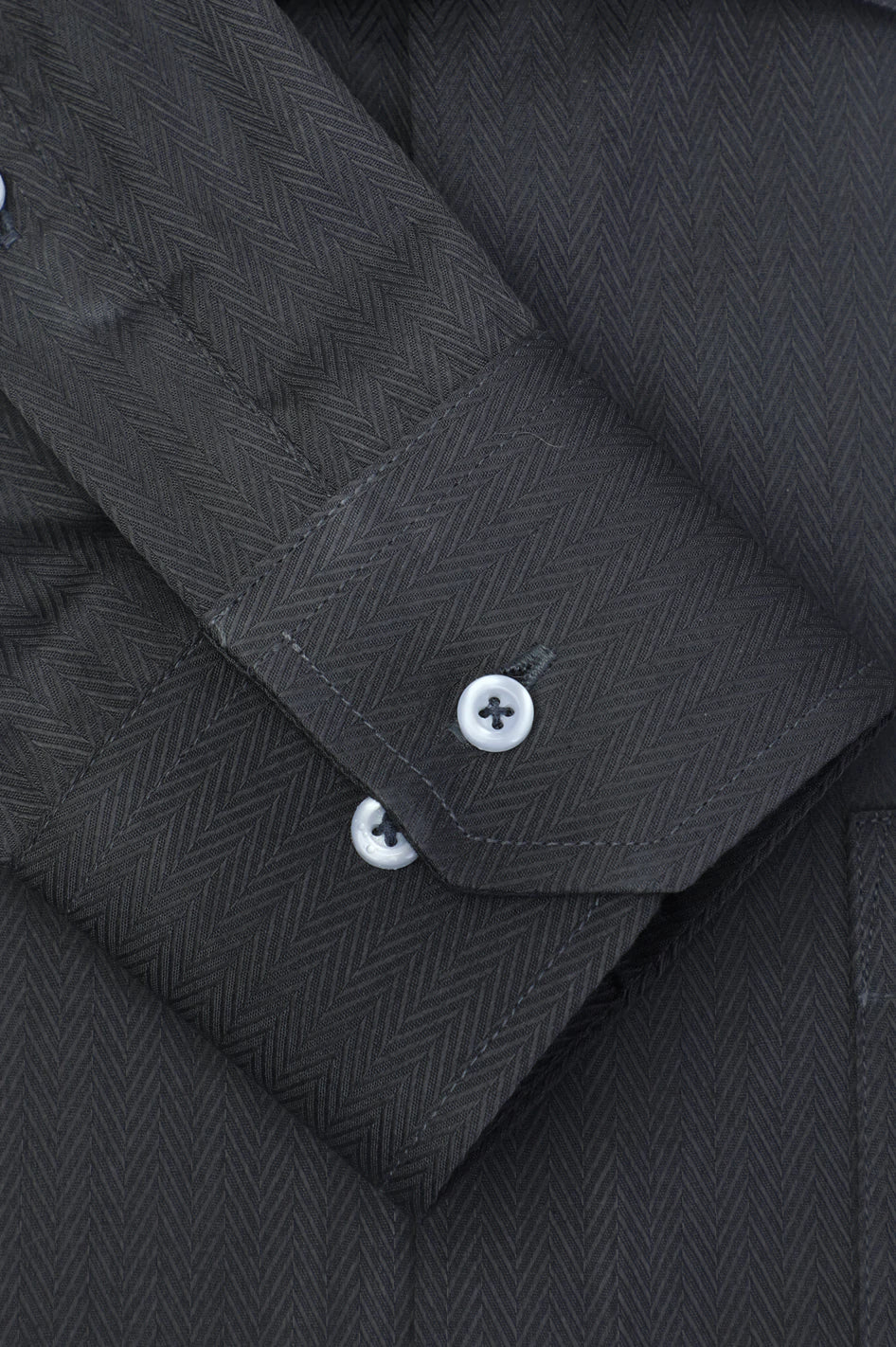 Men Formal Textured  Grey Herringbone Shirt