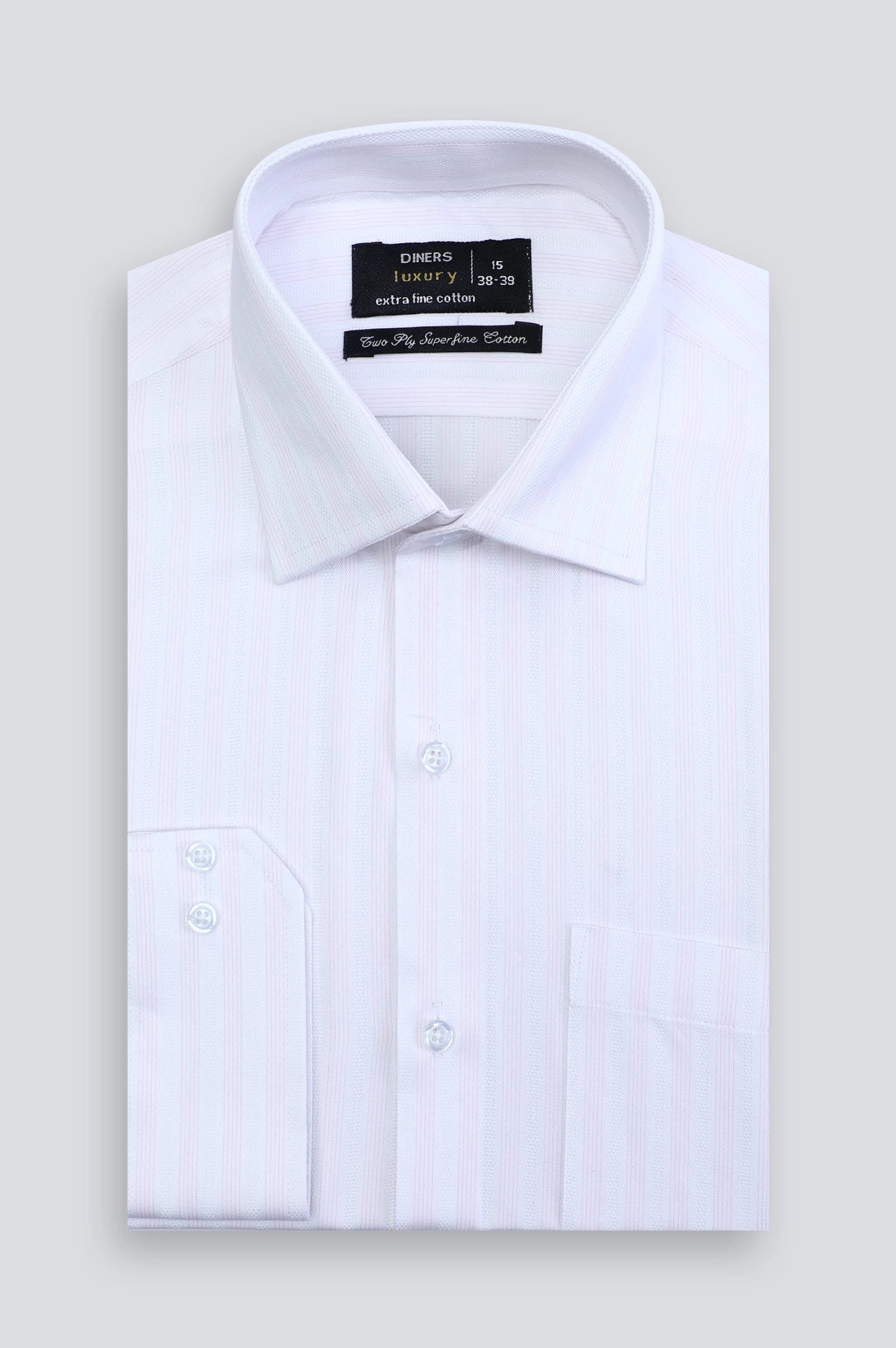 White Pencil Stripe Formal Shirt From Diners