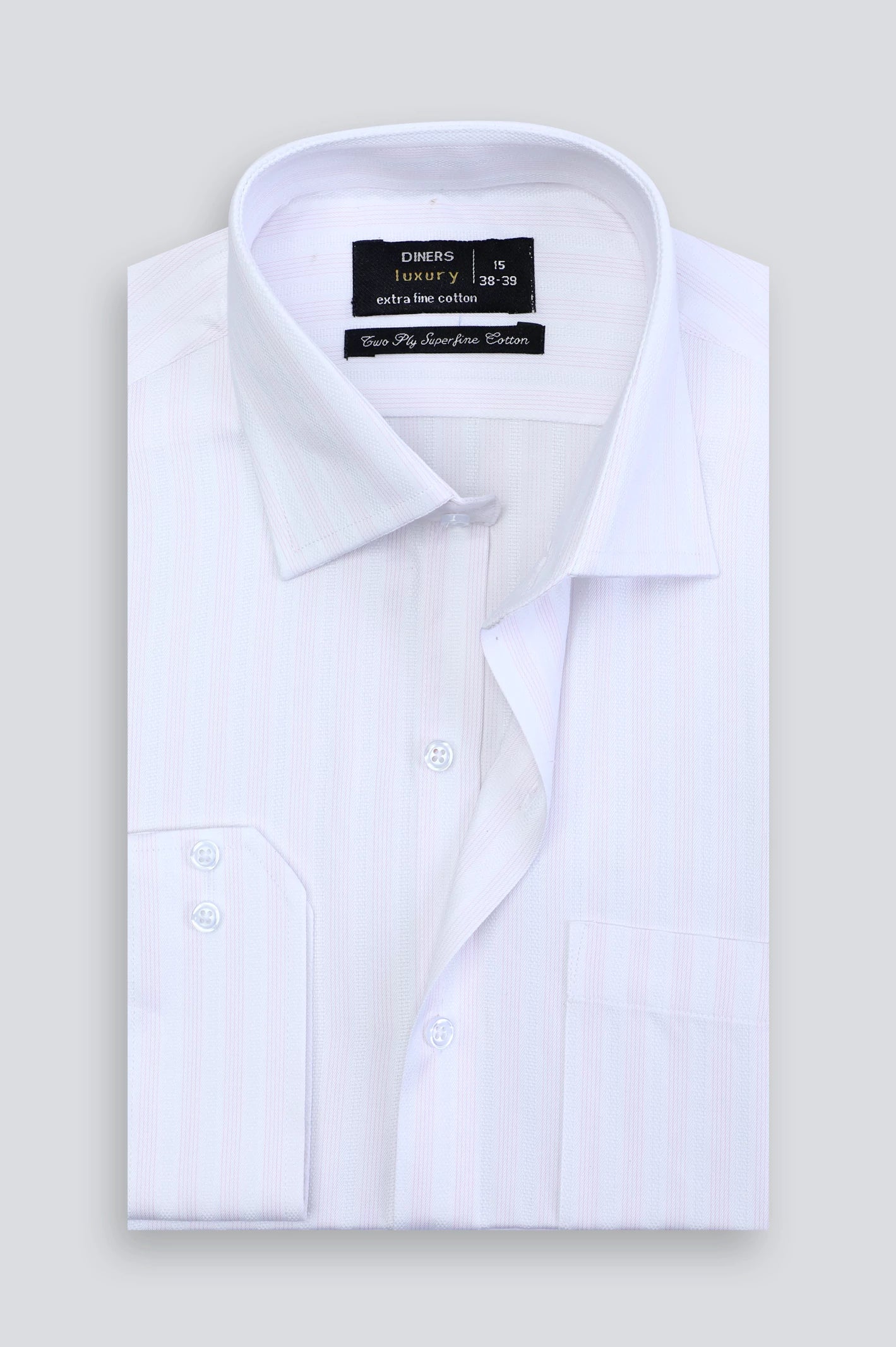 White Pencil Stripe Formal Shirt From Diners