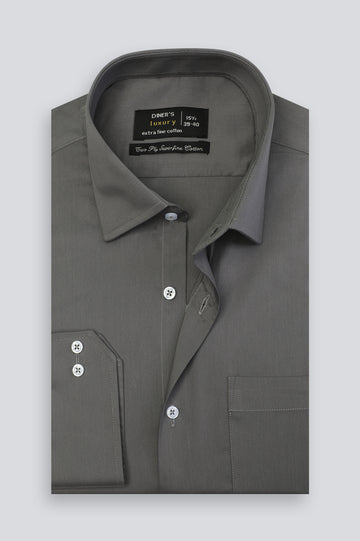 Grey Twill Textured Formal Shirt