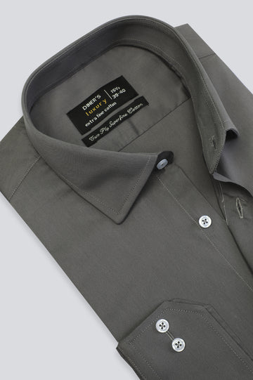 Grey Twill Textured Formal Shirt