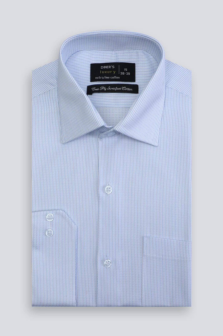 White Hairline Stripe Formal Shirt From Diners