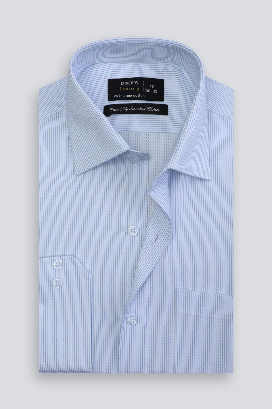 White Hairline Stripe Formal Shirt From Diners