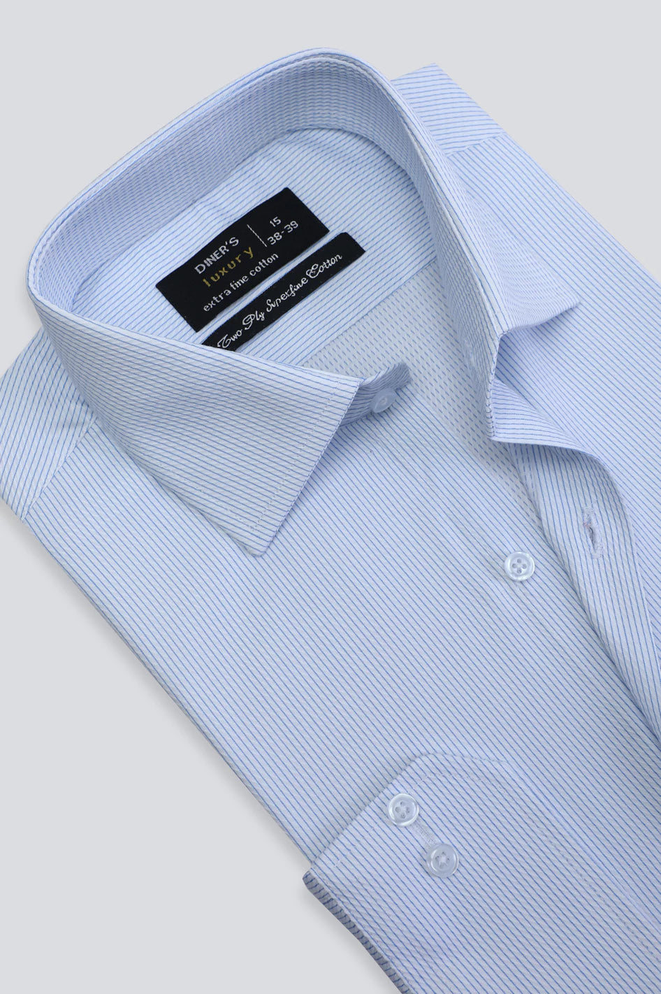 White Hairline Stripe Formal Shirt From Diners