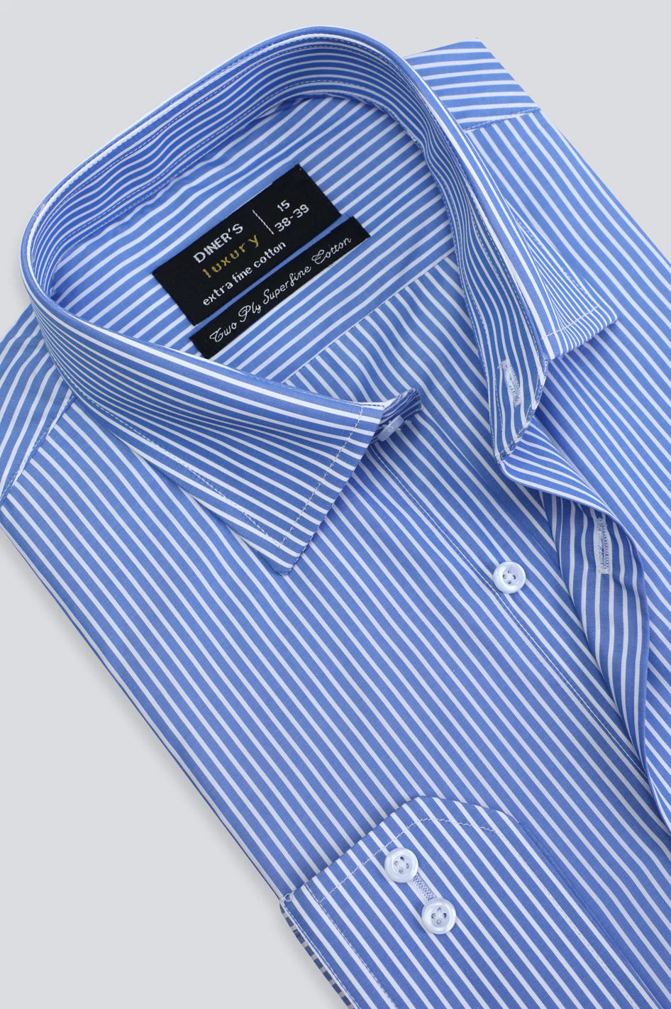 Men Blue Bengal Cotton Stripe Formal Shirt