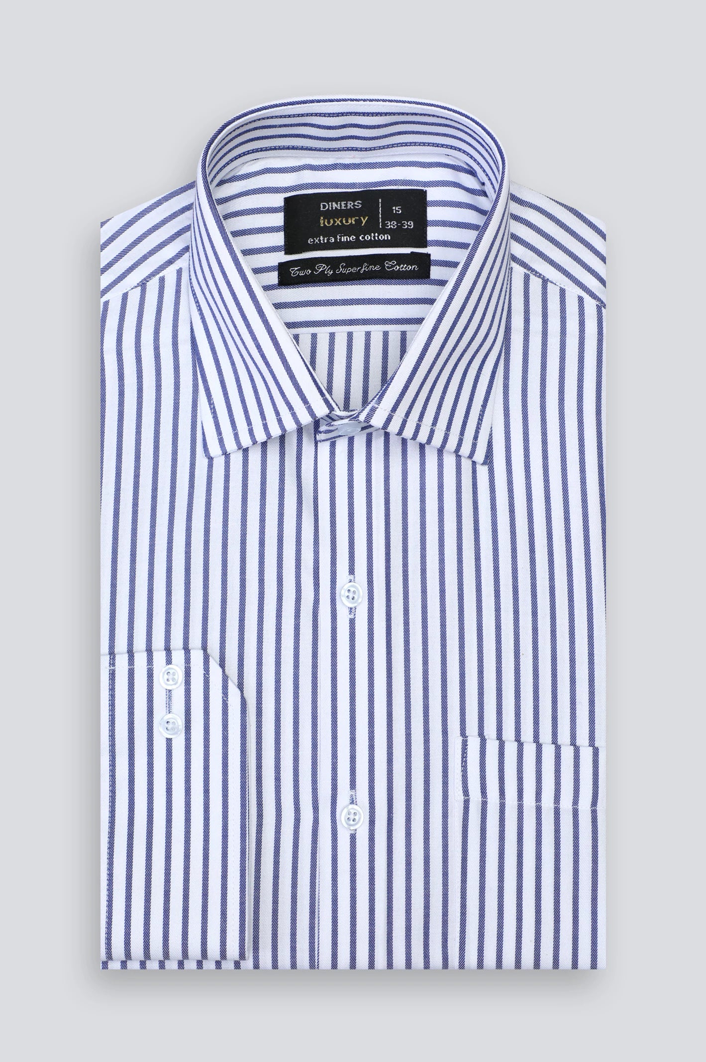 White Pinstripe Formal Shirt For Men From Diners