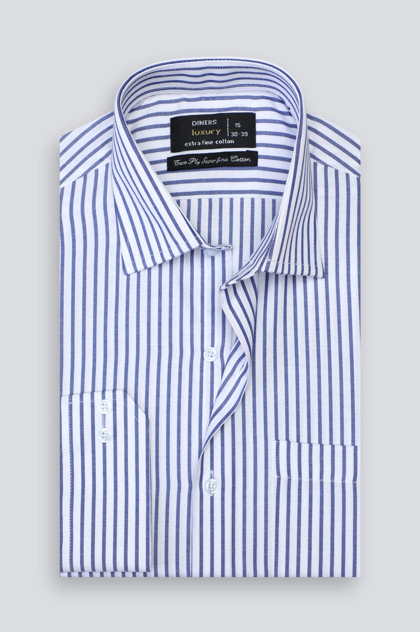 White Pinstripe Formal Shirt For Men From Diners