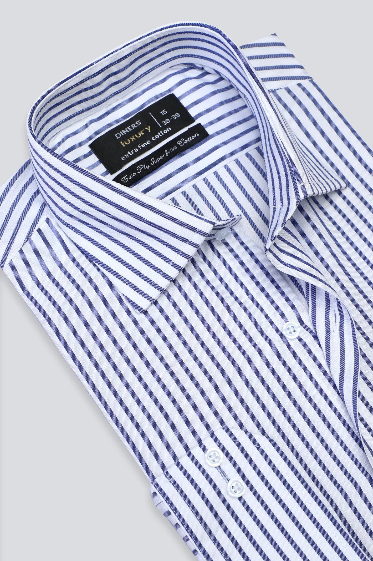 White Pinstripe Formal Shirt For Men From Diners