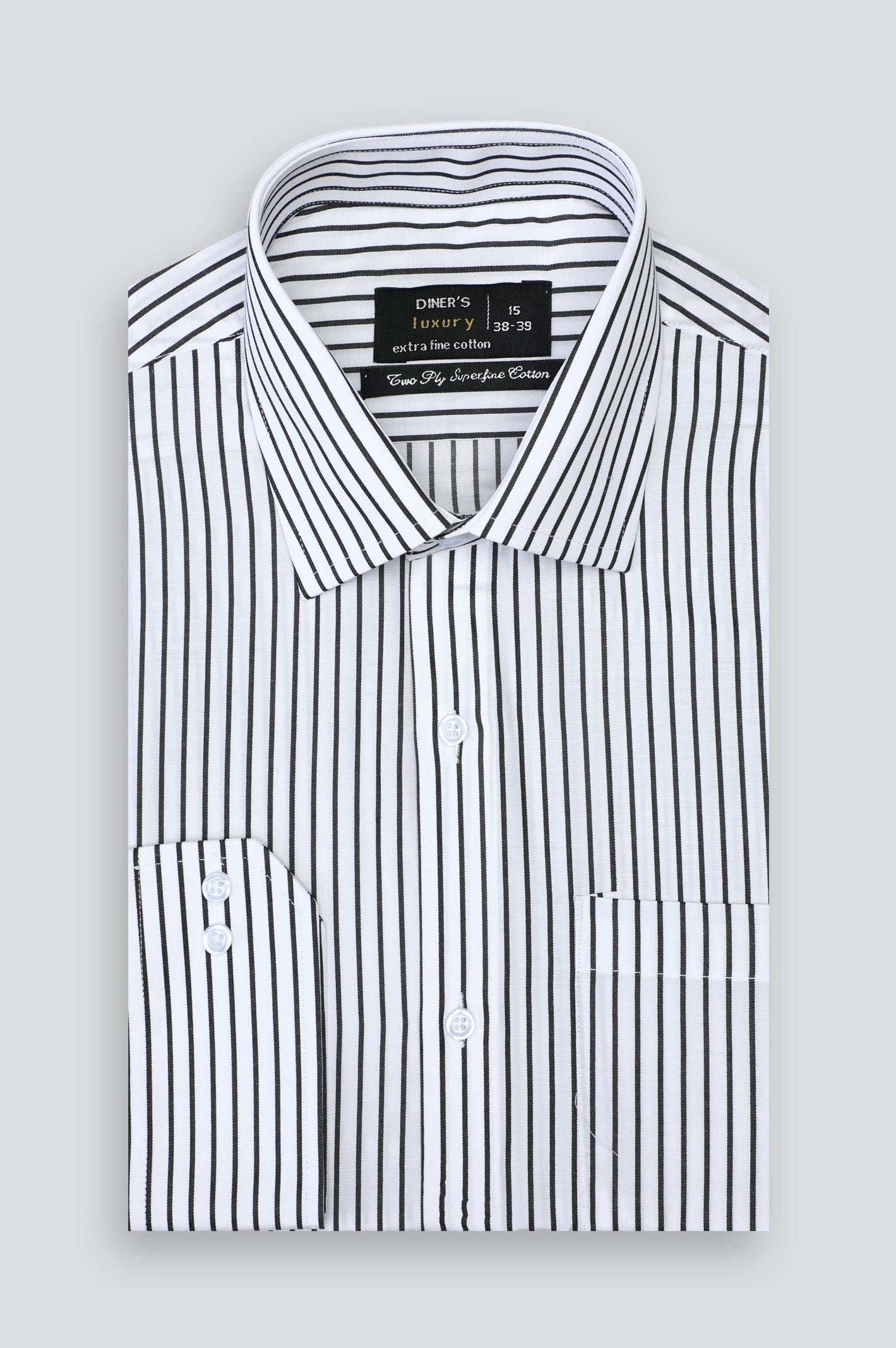 White Pinstripe Formal Shirt For Men From Diners