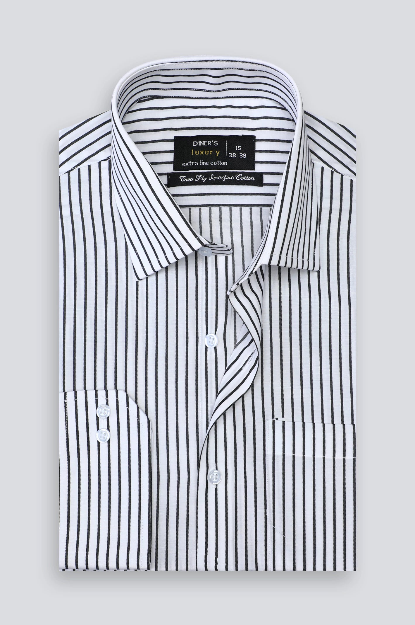 White Pinstripe Formal Shirt For Men From Diners