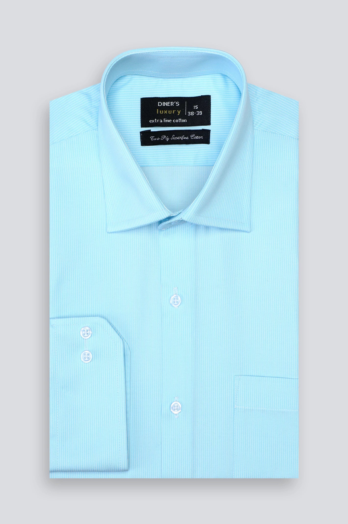 Sky Blue Pinstripe Formal Shirt For Men From Diners