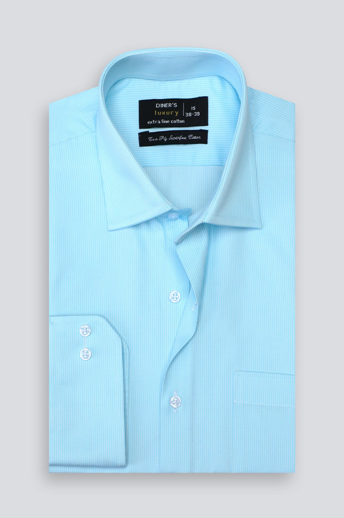 Sky Blue Pinstripe Formal Shirt For Men From Diners