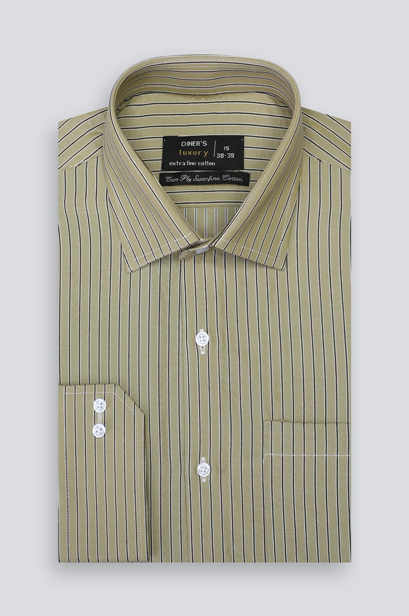 Green Stripe Formal Shirt For Men From Diners