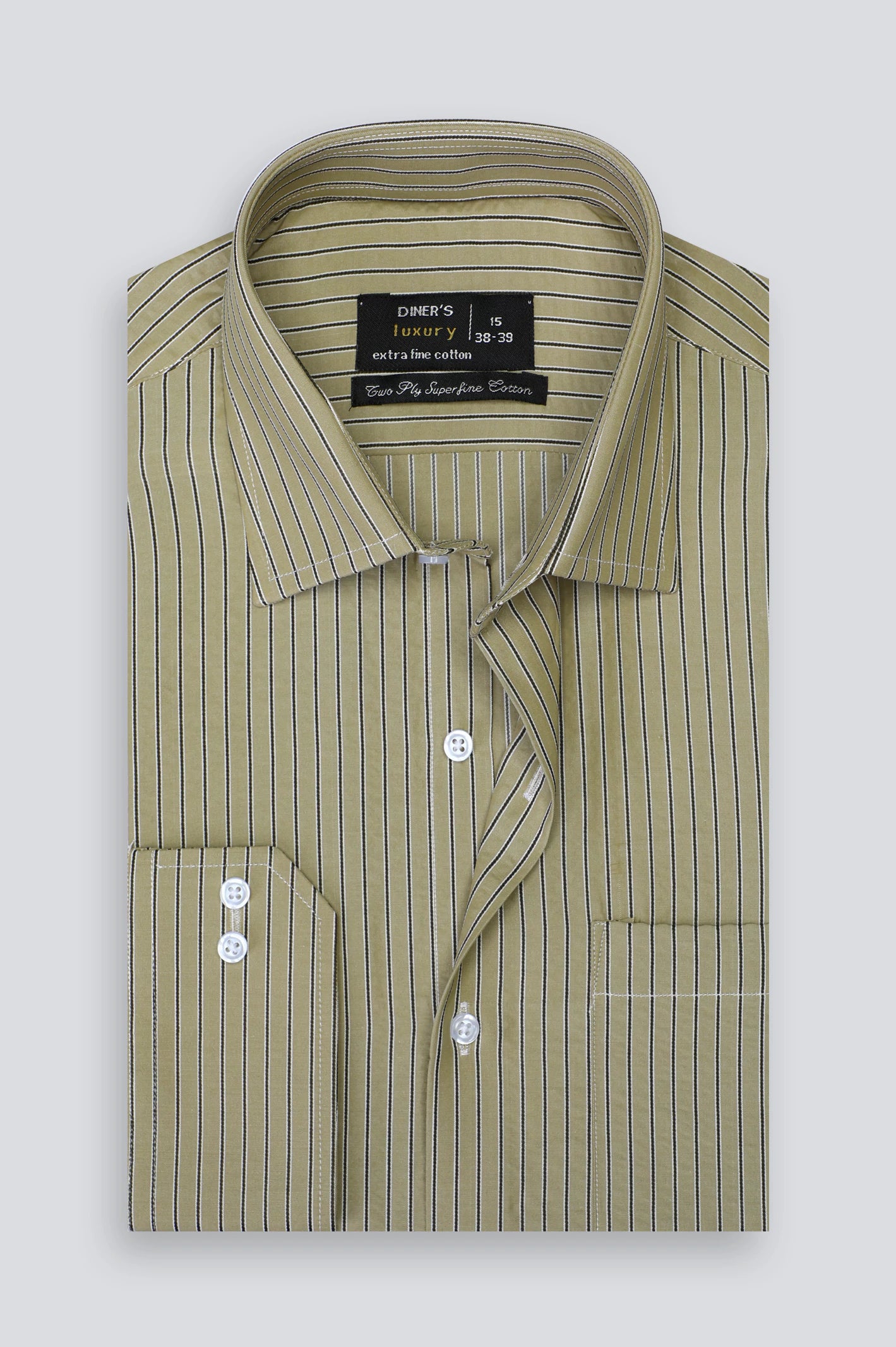 Green Stripe Formal Shirt For Men From Diners