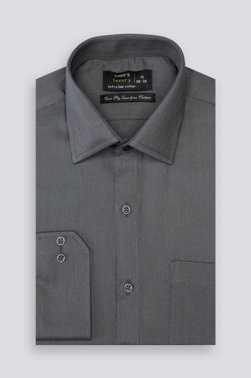 Grey Herringbone Formal Shirt For Men From Diners
