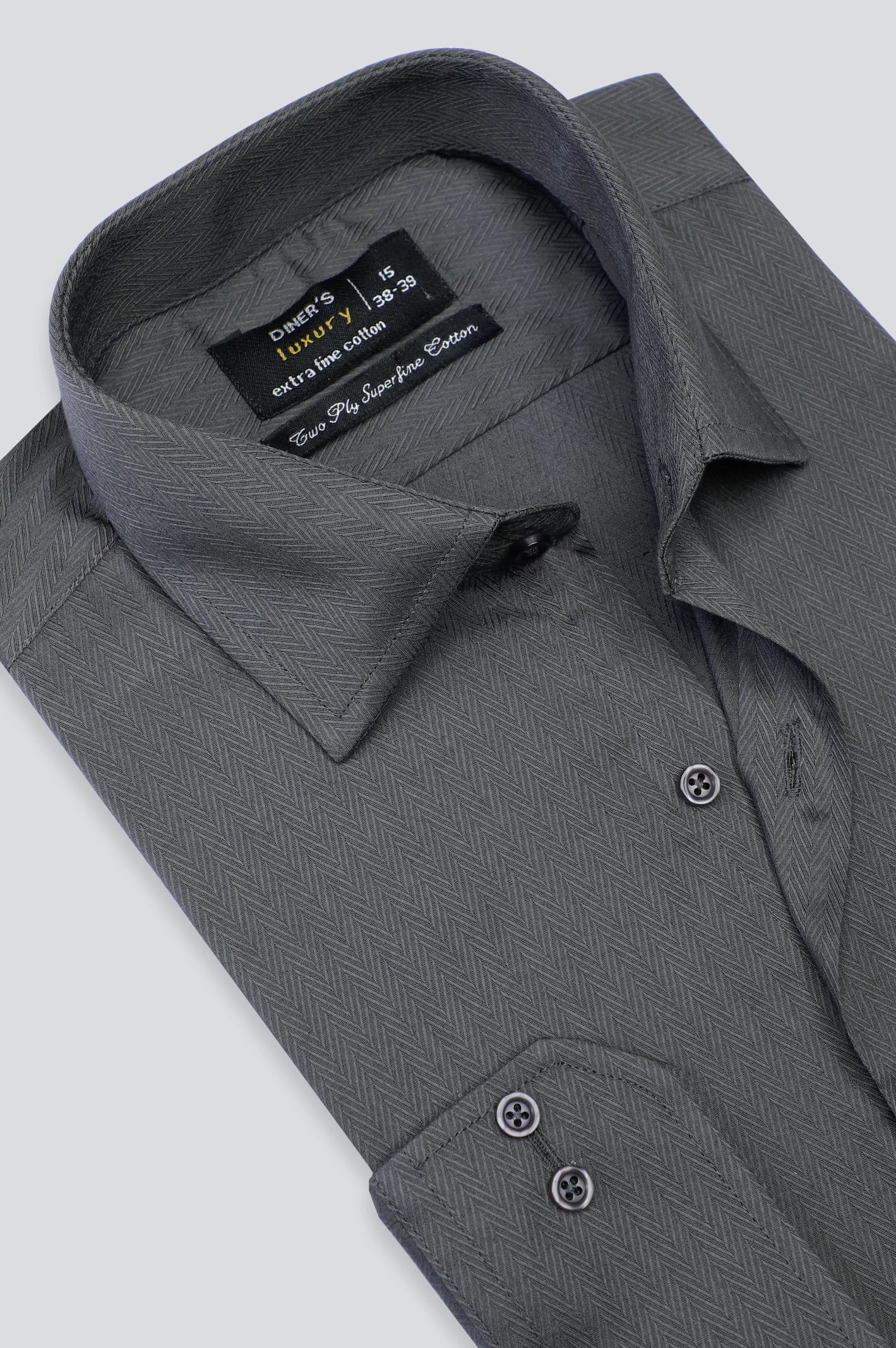 Grey Herringbone Formal Shirt For Men From Diners