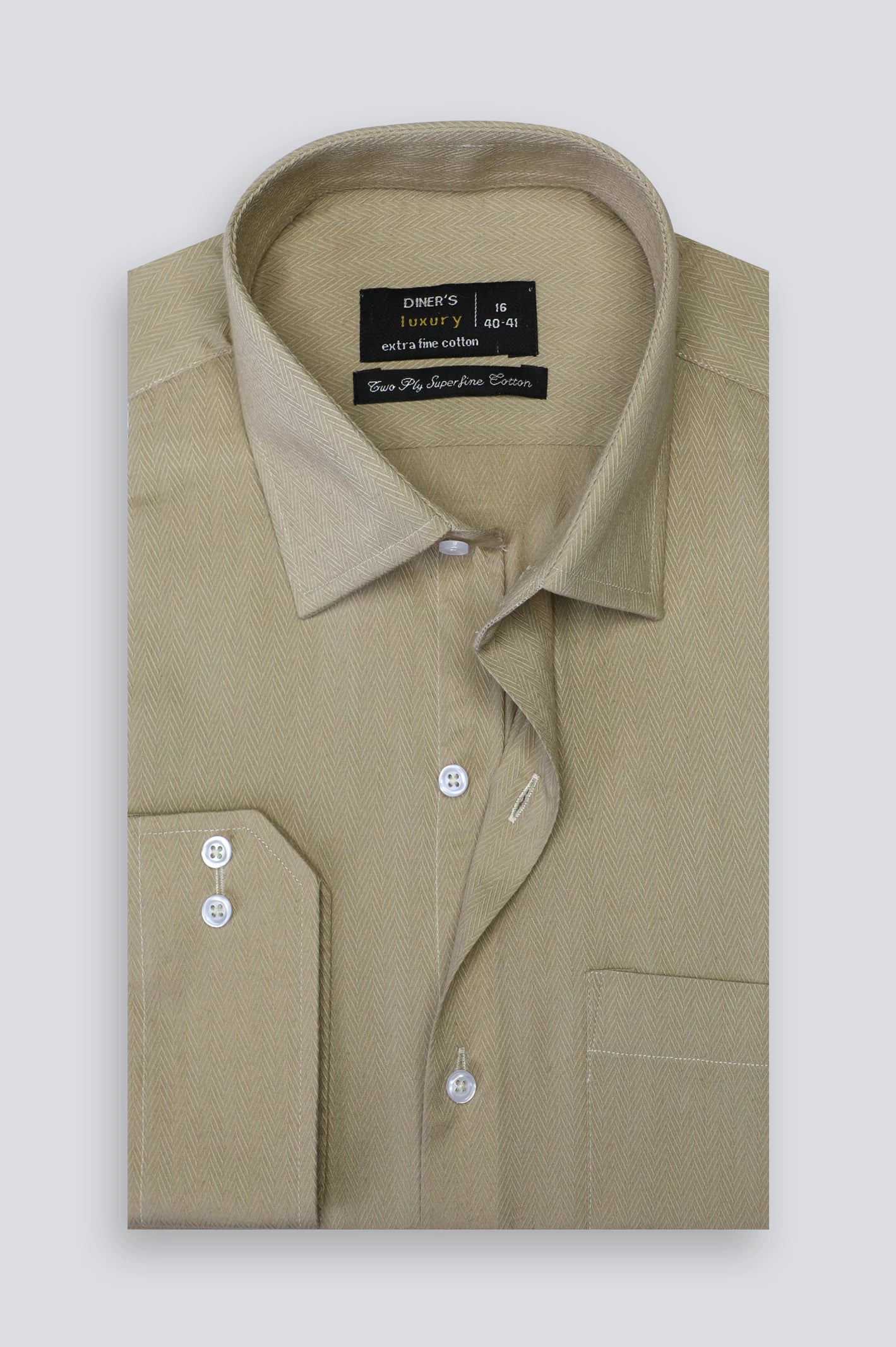 Sand Herringbone Formal Shirt For Men From Diners