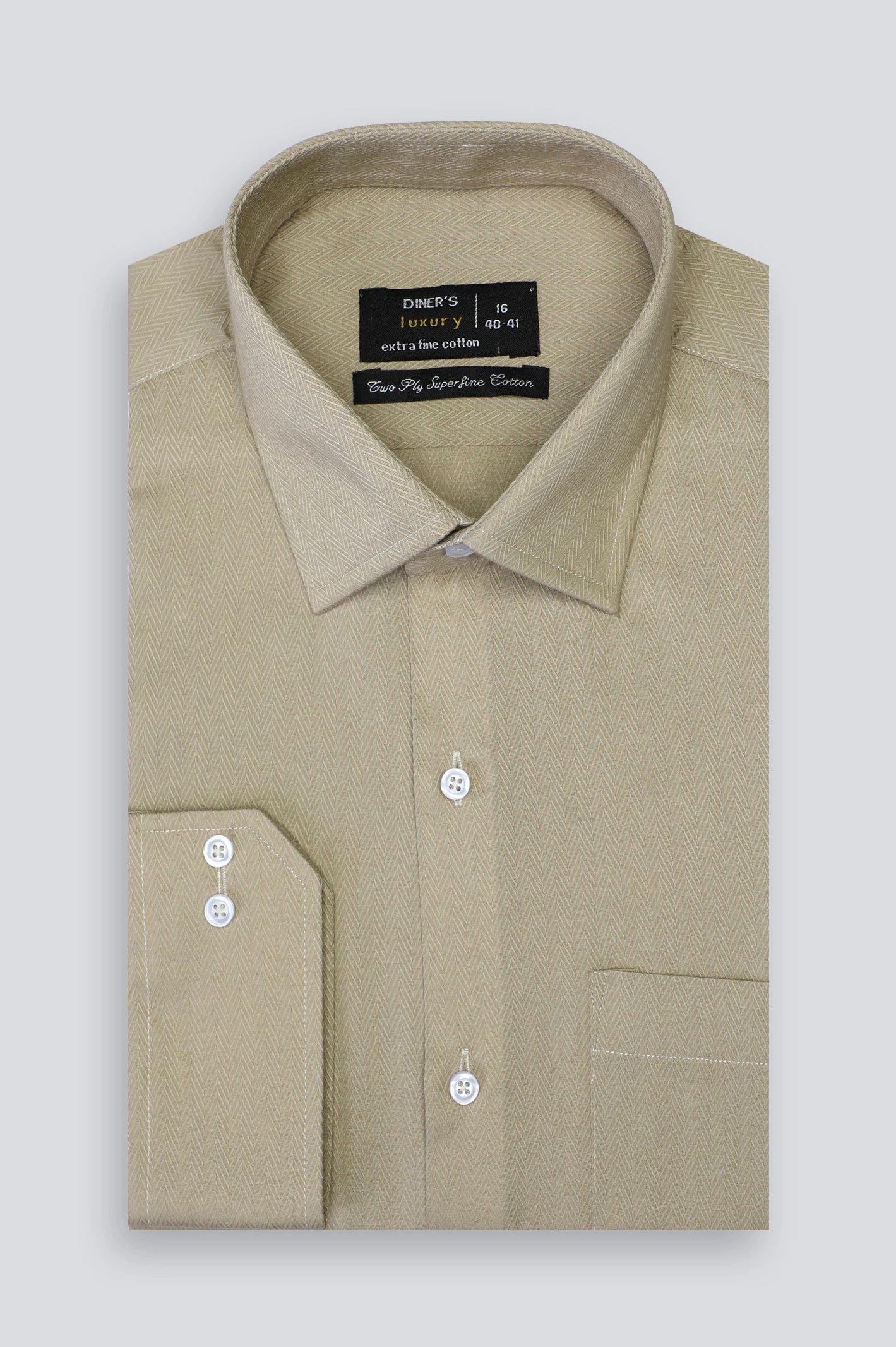 Sand Herringbone Formal Shirt For Men From Diners