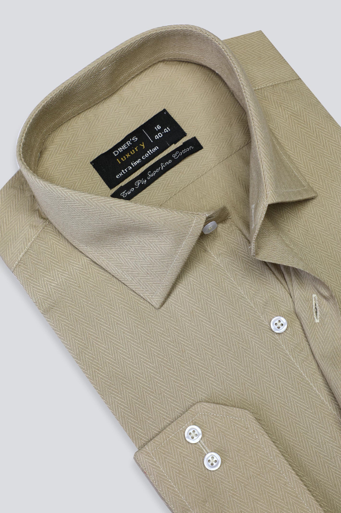 Sand Herringbone Formal Shirt For Men From Diners