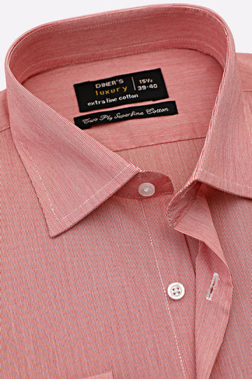 Red Twill Textured Formal Shirt
