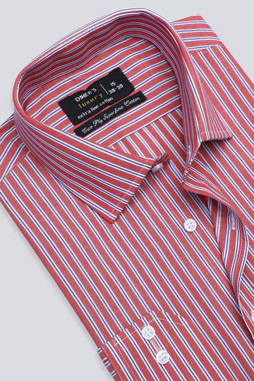 Red Bengal Stripe Formal Shirt