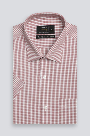 Red Shepherd Check Formal Shirt (Half Sleeves)