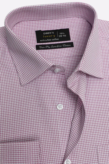 Pink Houndstooth Check Formal Shirt