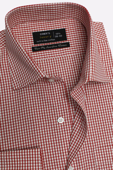 Red Gingham Check Formal Shirt