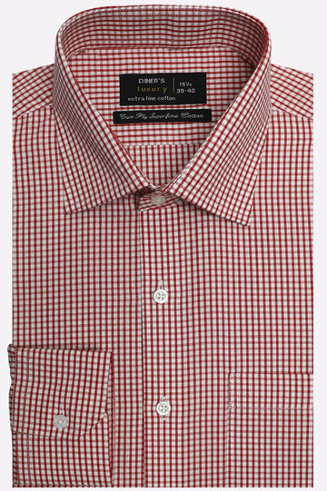 Red Gingham Check Formal Shirt