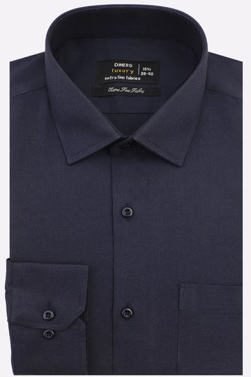 Navy Blue Dobby Textured Formal Shirt