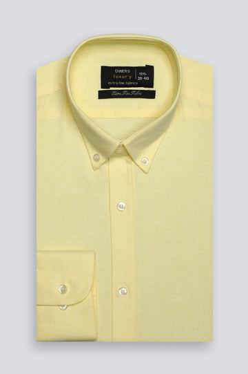 Yellow Textured Formal Shirt