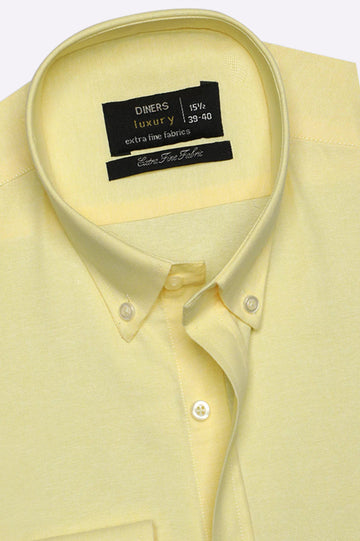 Yellow Textured Formal Shirt