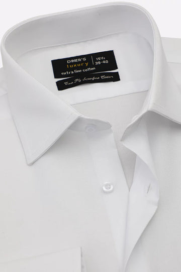 White Twill Textured Formal Shirt