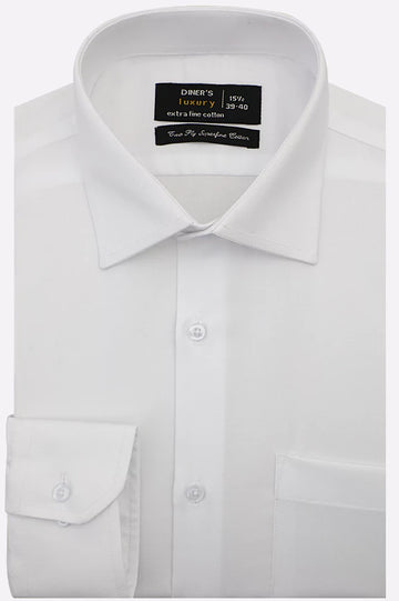 White Twill Textured Formal Shirt