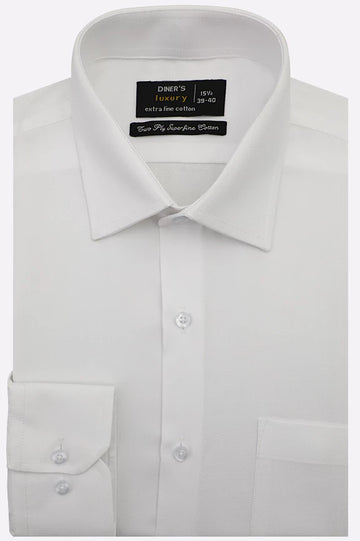 White Herringbone Textured Formal Shirt