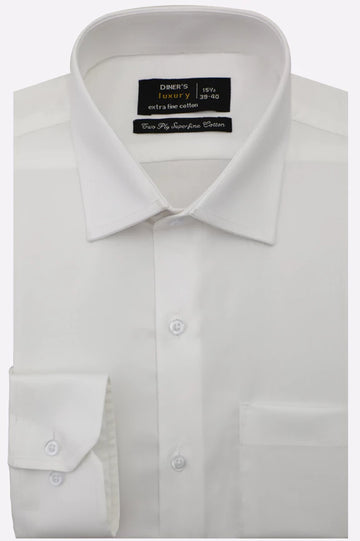 White Twill Textured Formal Shirt