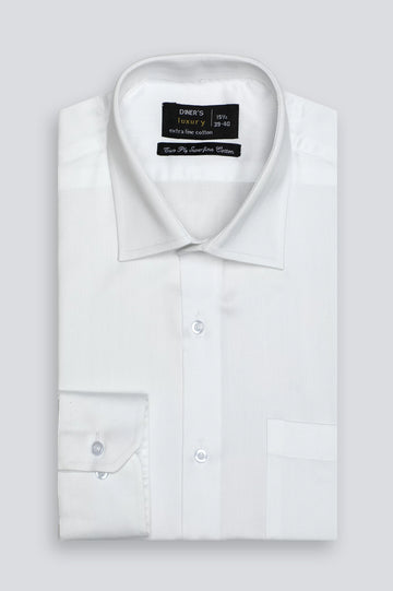 White Herringbone Textured Formal Shirt