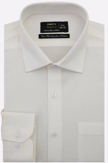 White Self Textured Formal Shirt