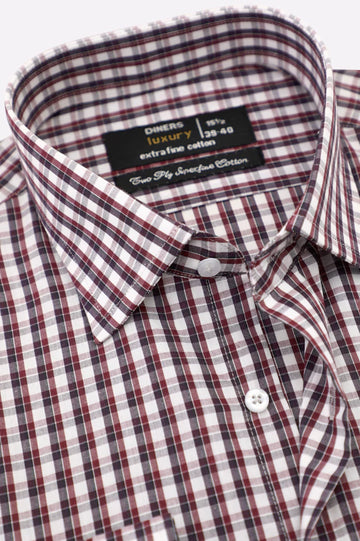 Maroon Tattersall Check Formal Shirt