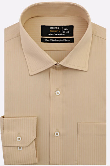 Fawn Self Striped Formal Shirt