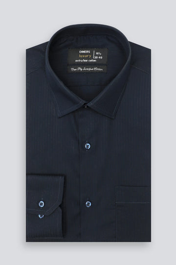 Navy Blue Textured Formal Shirt