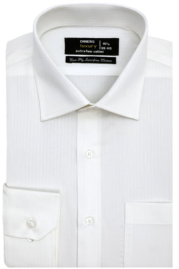 Off White Stripe Textured Formal Shirt