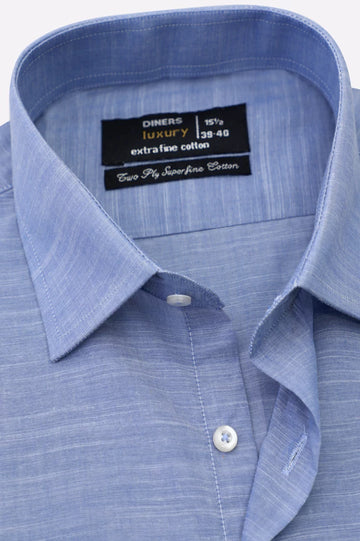 Blue Self Textured Formal Shirt