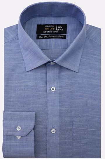 Blue Self Textured Formal Shirt