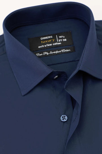 Navy Blue Plain Formal Shirt