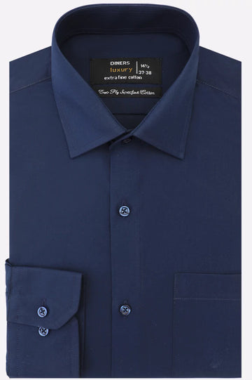 Navy Blue Plain Formal Shirt