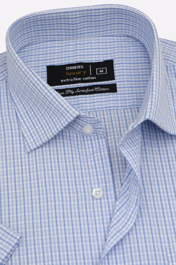 Blue Check Formal Shirt (Half Sleeves)