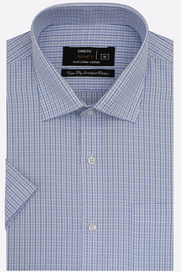 Blue Check Formal Shirt (Half Sleeves)