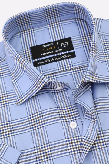 Glen Plaid Check Formal Shirt (Half Sleeves)